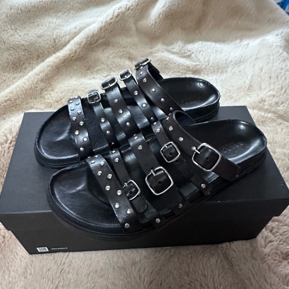 Eurotop & Brador Black Marissa Studded Sandal 38 NIB - Picture 2 of 6